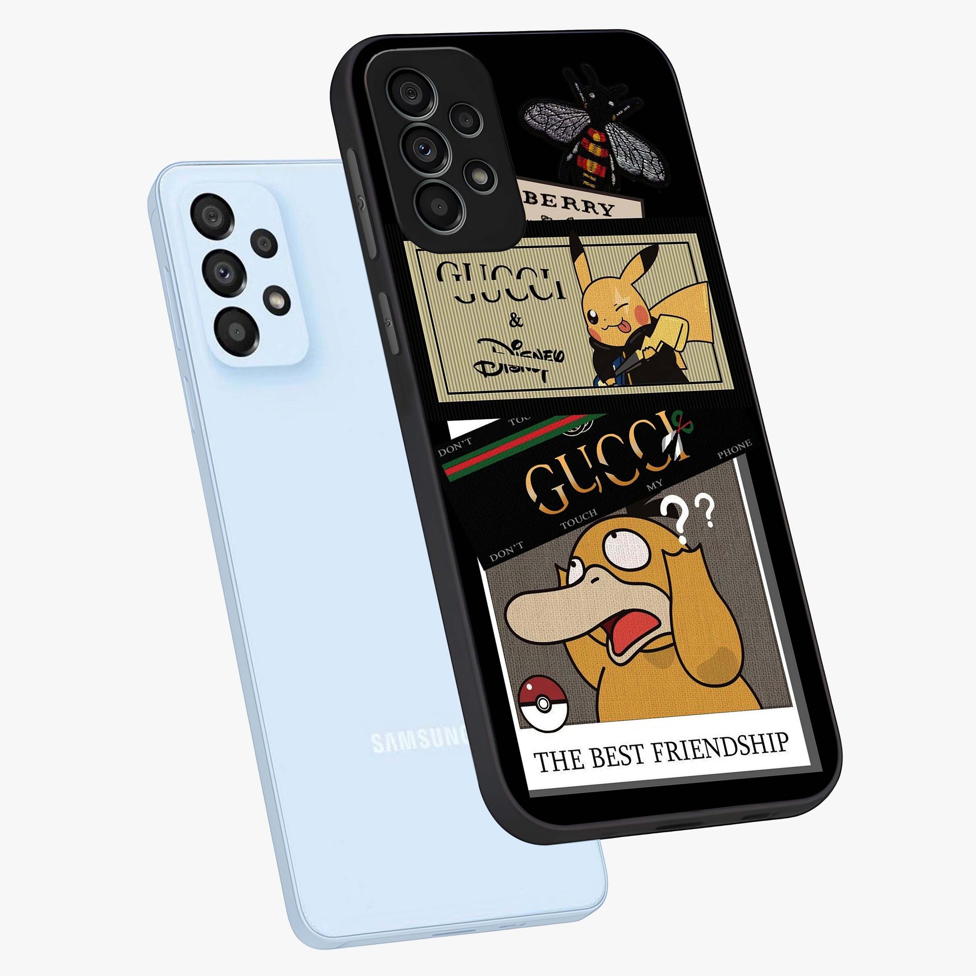 Gucci Play Mashup Glass Case displayed in angled mockup highlighting stylish fashion mashup design with bold aesthetic.