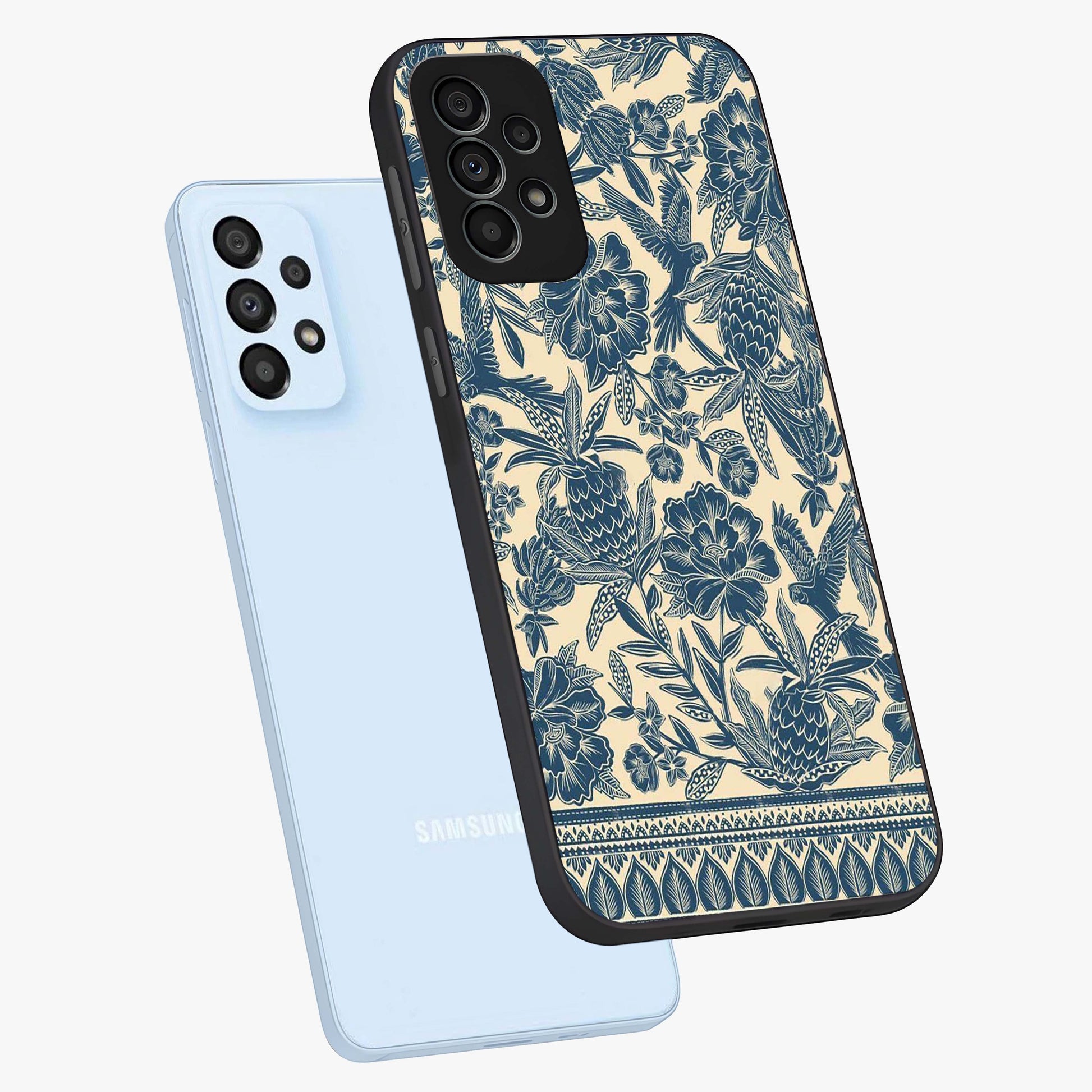 Heirloom Wild Bloom Glass Case displayed in angled mockup highlighting botanical bloom design with classic aesthetic style.