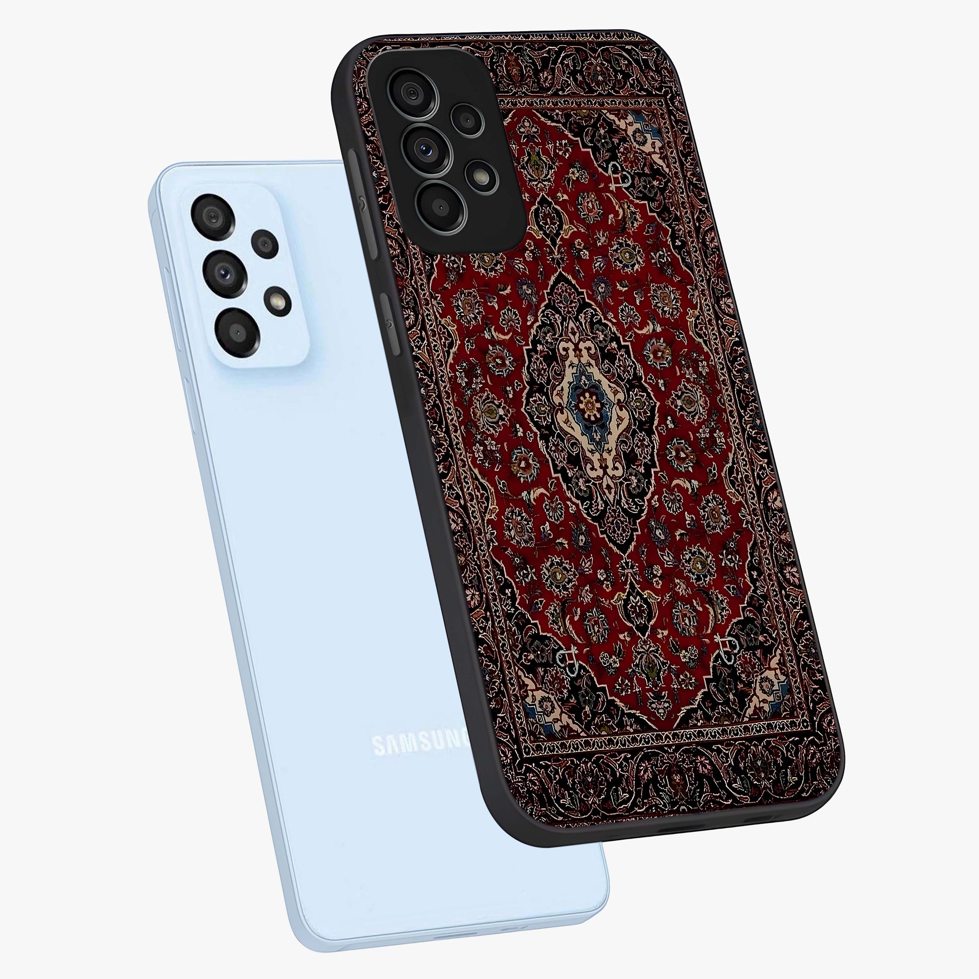 Heritage Carpet Royale Glass Case displayed in angled mockup highlighting intricate royal carpet design with heritage aesthetic.