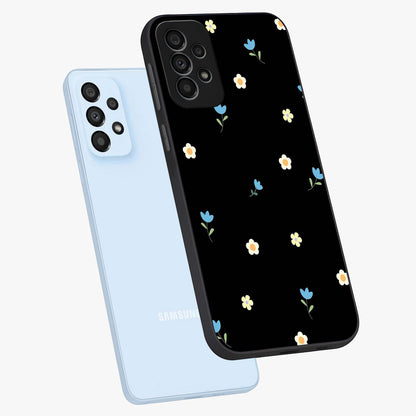Minimal Petal Whispers Glass Case displayed in angled mockup highlighting delicate petal design with clean minimal aesthetic.