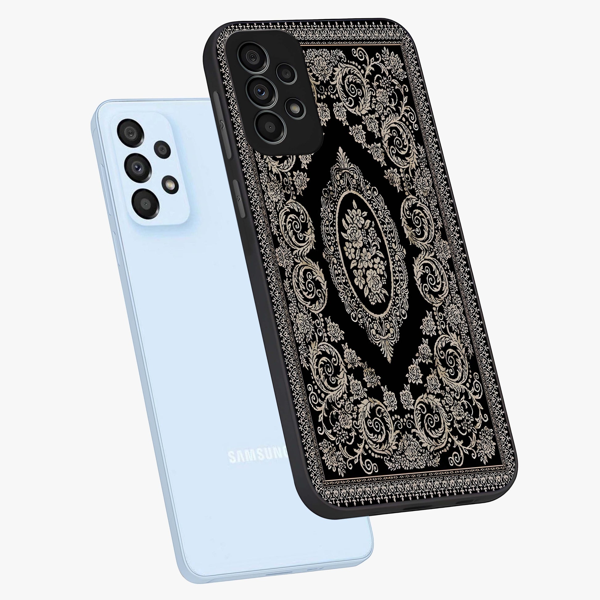 Noir Bloom Elegance Glass Case displayed in angled mockup highlighting refined flower design with stylish noir aesthetic.