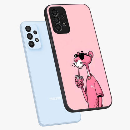 Pink Panther Glass Case displayed in angled mockup highlighting playful cartoon character design with vibrant pink aesthetic.