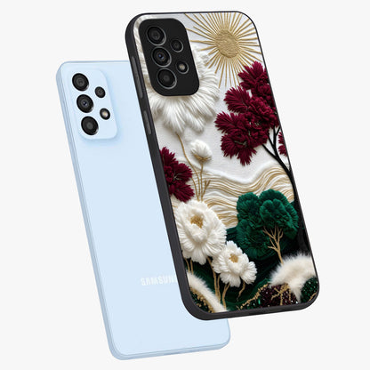 Radiant Bloom Elegance Glass Case displayed in angled mockup highlighting graceful floral design with radiant aesthetic style.