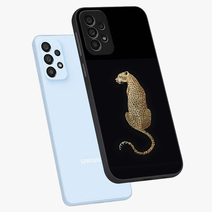 Regal Leopard Glass Case displayed in angled mockup highlighting powerful animal illustration with stylish wild aesthetic.