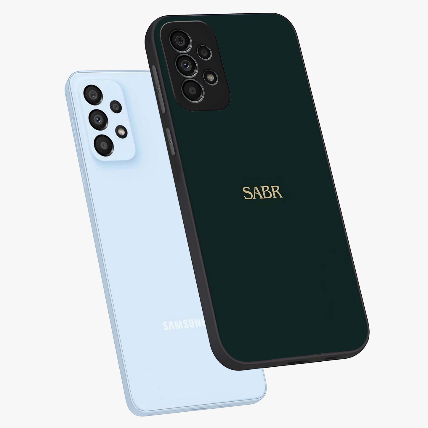 Sabr Minimal Patience Glass Case displayed in angled mockup highlighting simple inspirational design with clean aesthetic style.