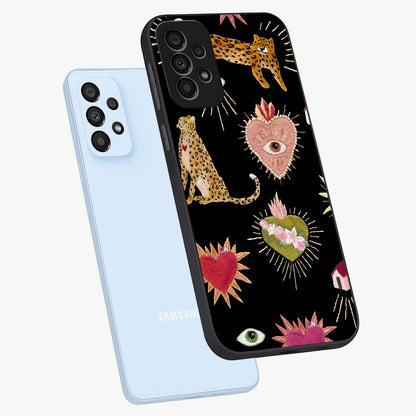 Sacred Jungle Heart Glass Case displayed in angled mockup highlighting lush tropical design with natural aesthetic style.