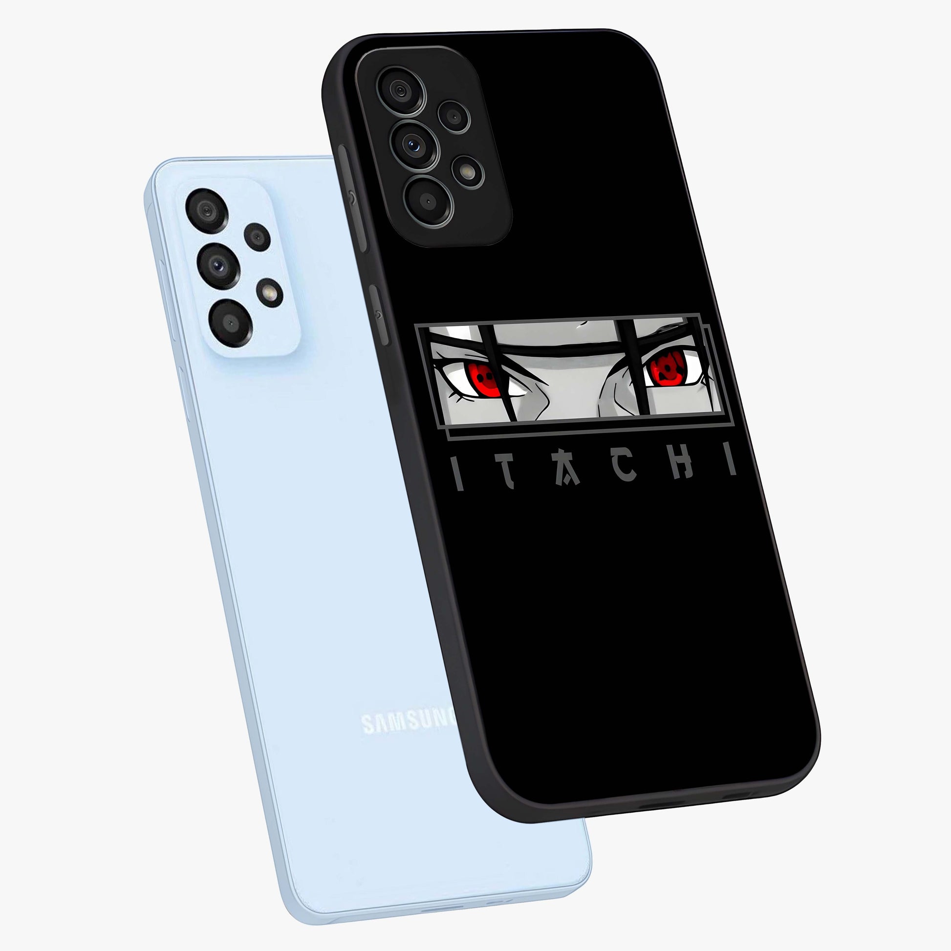 Scarlet Gaze Dominance Glass Case displayed in angled mockup highlighting intense visual design with bold scarlet aesthetic.