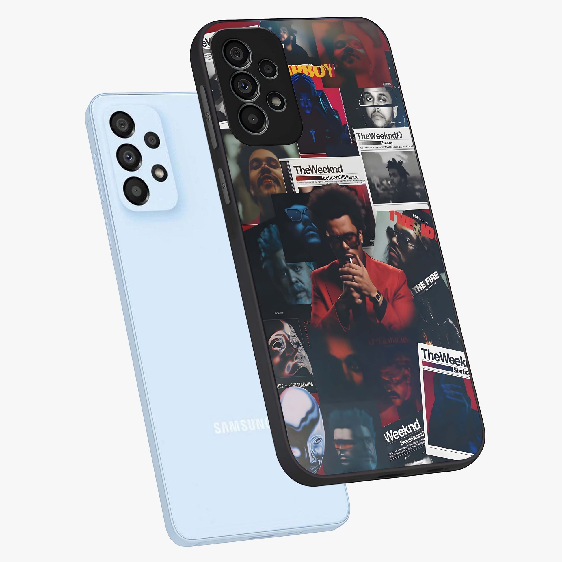 The Weeknd Glass Case displayed in angled mockup highlighting stylish pop culture inspired design with modern aesthetic.