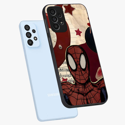 Web Warrior Vibes Glass Case displayed in angled mockup highlighting dynamic web design with comic style aesthetic.
