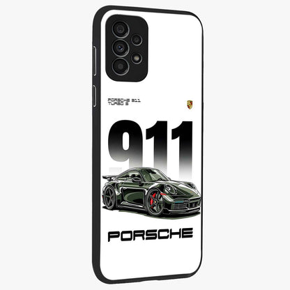 911 Turbo Dominance Glass Case upright perspective showcasing powerful racing design and modern automotive aesthetic.