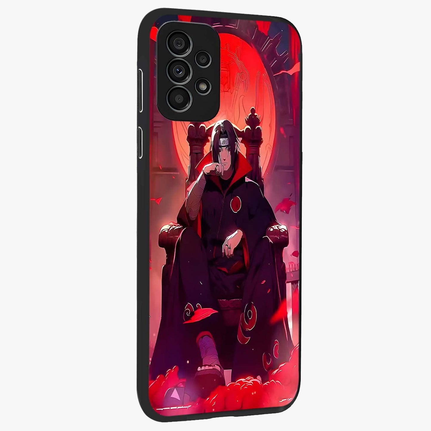 Blood Moon Sovereign Glass Case upright view showcasing powerful moon inspired artwork with cosmic aesthetic style.