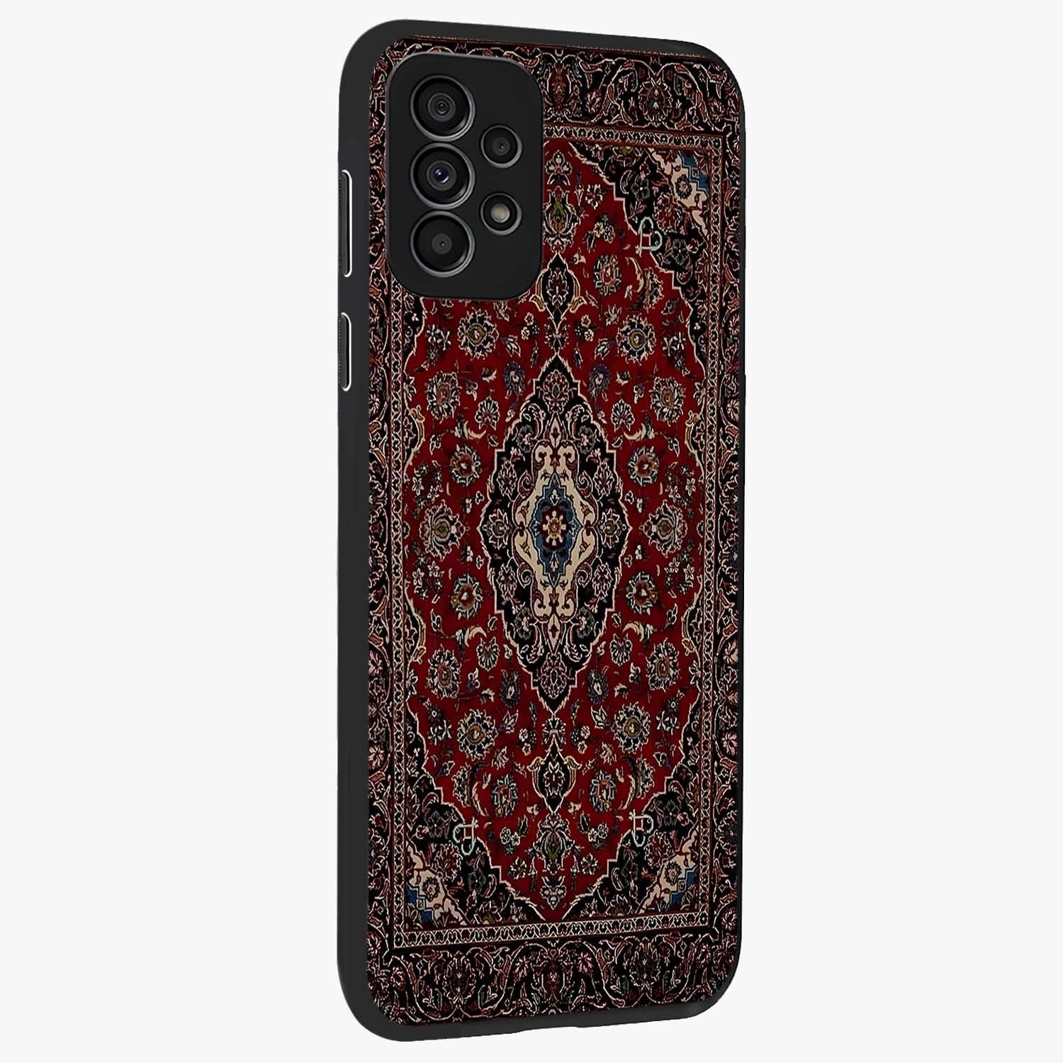 Heritage Carpet Royale Glass Case upright view showcasing detailed ornamental artwork with luxurious traditional theme.