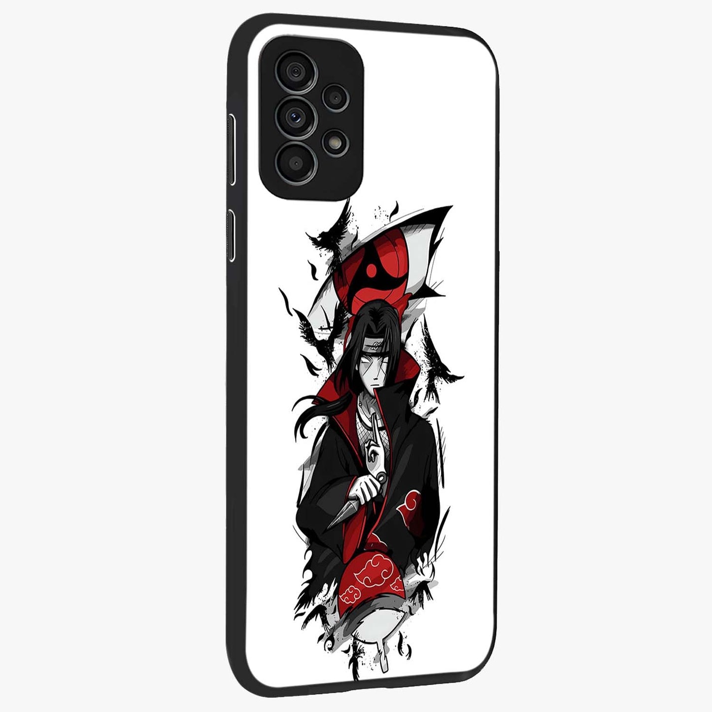 Itachi Limited Edition Naruto Anime Glass Case upright view showcasing intense anime artwork with powerful character theme.