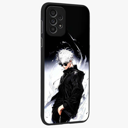 Limitless Shadow King Glass Case upright view showcasing bold shadow warrior artwork with epic fantasy theme.