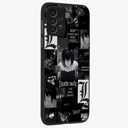Midnight Chaos Mind Glass Case upright view showcasing expressive abstract artwork with bold dark theme.