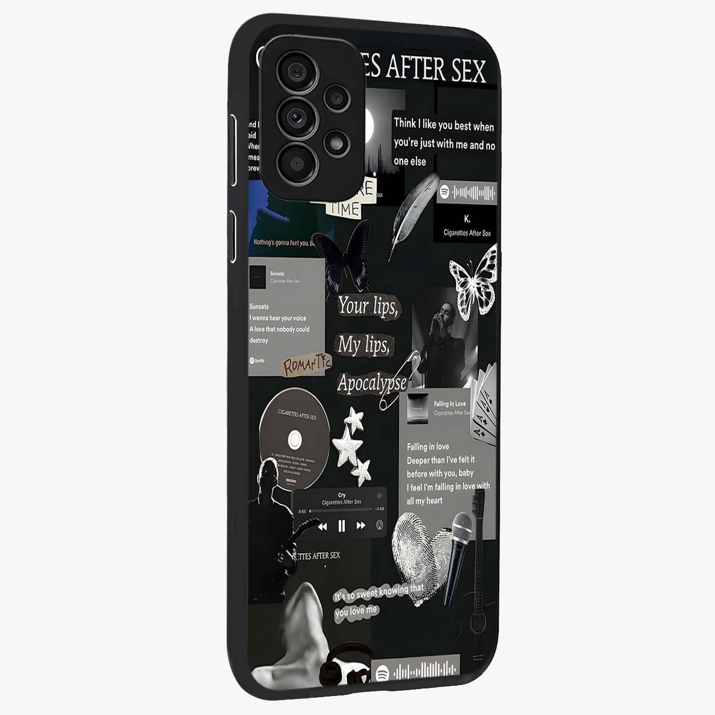Midnight Love Echo Glass Case upright view showcasing expressive romantic artwork with dreamy midnight theme.