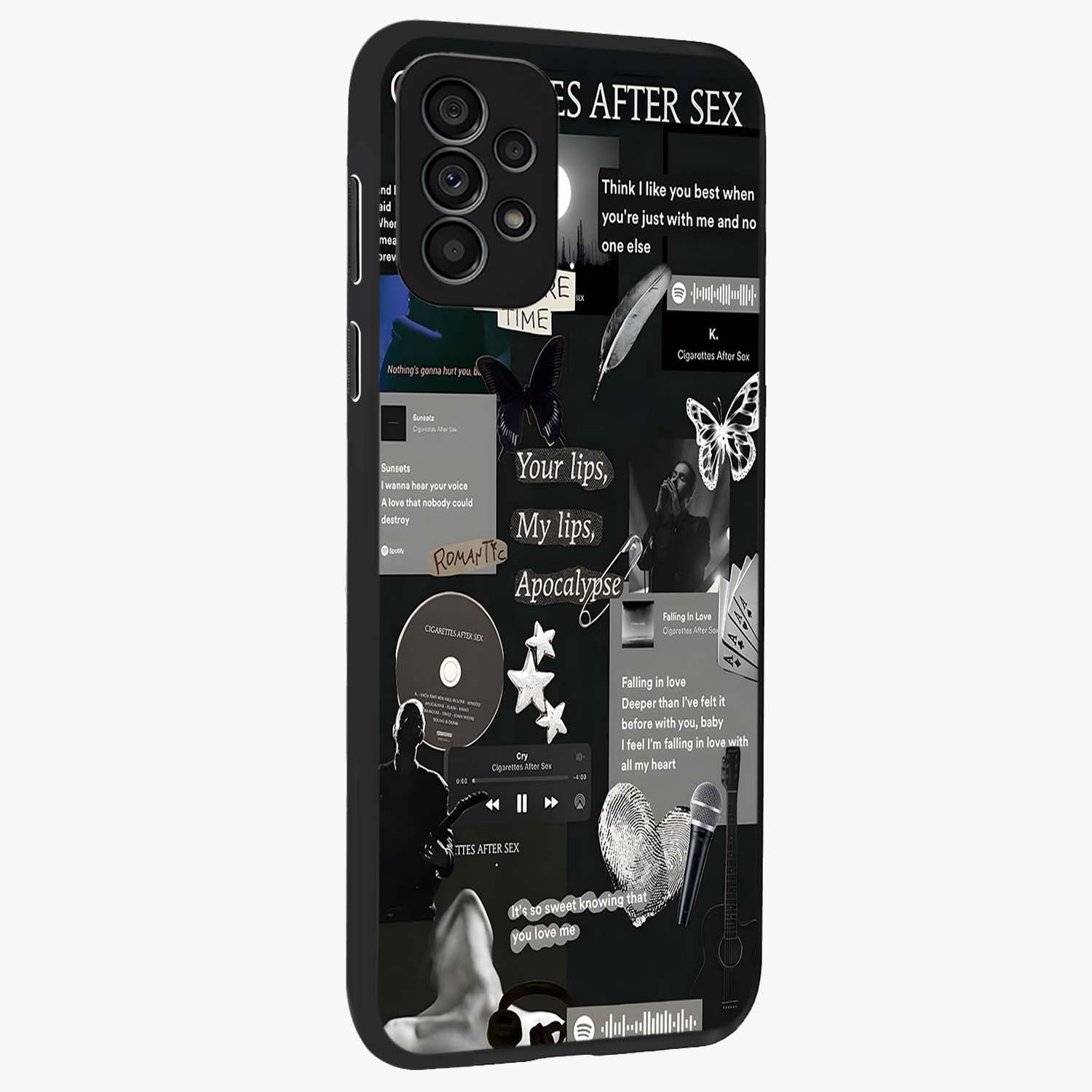 Midnight Love Echo Glass Case upright view showcasing expressive romantic artwork with dreamy midnight theme.