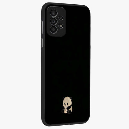 Midnight Panda Love Glass Case upright view showcasing charming panda artwork with playful romantic theme.