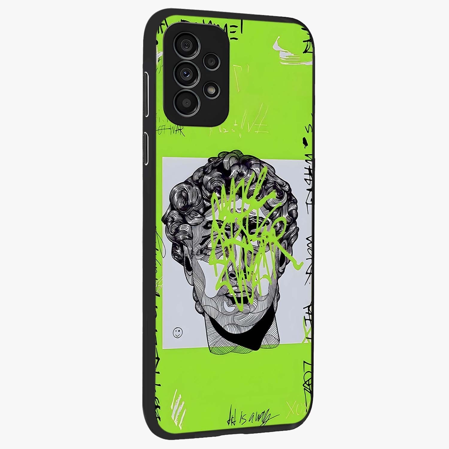 Neo Graffiti Rebellion Glass Case upright view showcasing colorful graffiti artwork with bold modern street style.