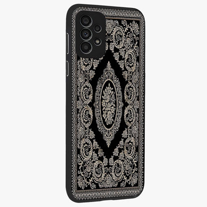 Noir Bloom Elegance Glass Case upright view showcasing graceful floral artwork with luxurious dark theme.