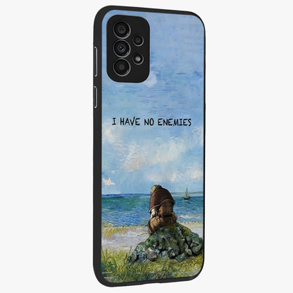 Peace Beyond War Glass Case upright view showcasing powerful peace symbol artwork with inspirational theme.