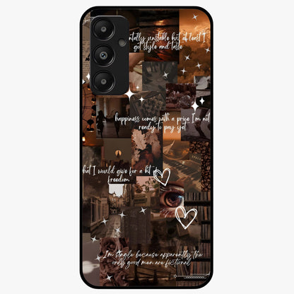 Bittersweet Aesthetic Chaos Glass Case showing flat back view with artistic chaotic aesthetic design and glossy glass finish.