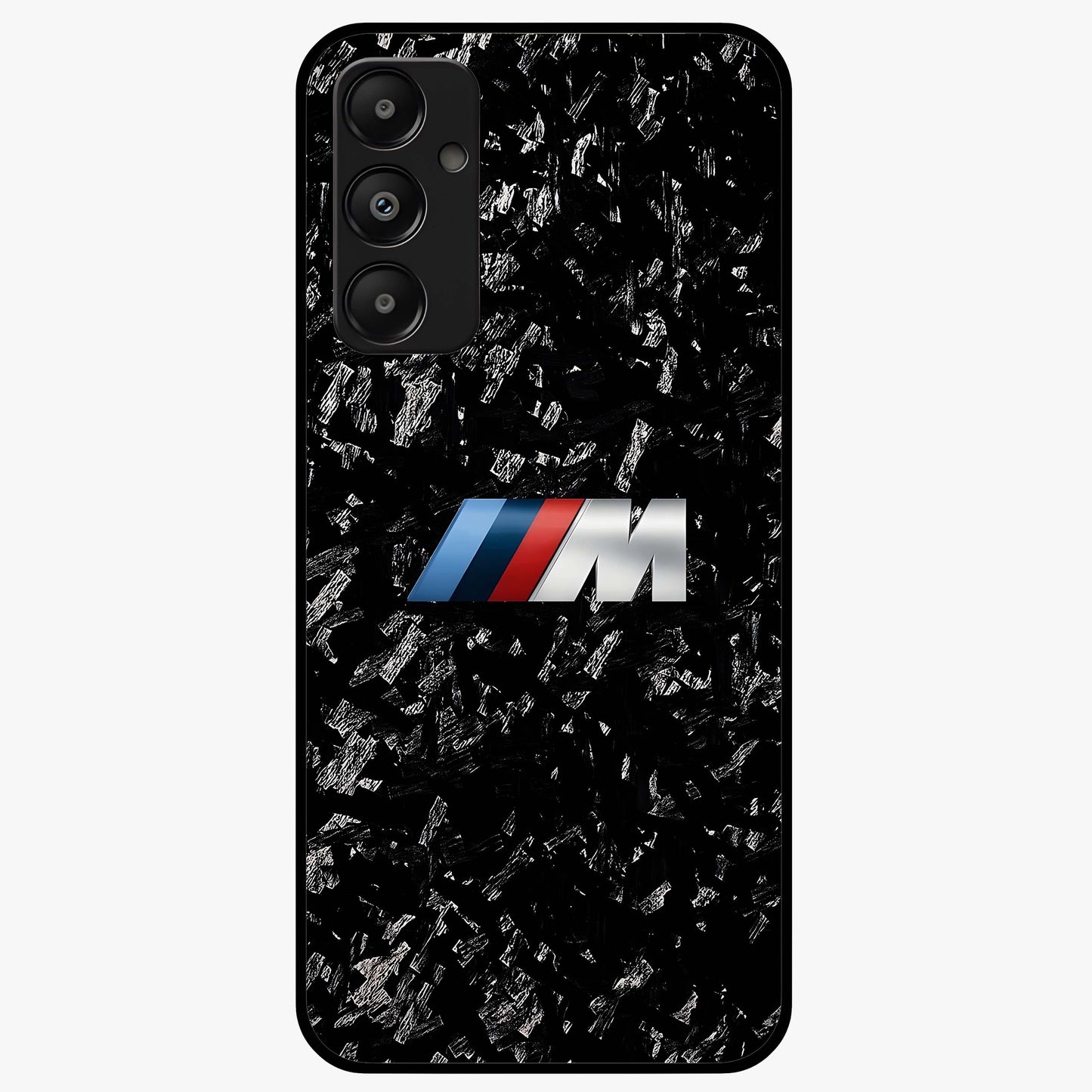 Carbon Speed Mark Glass Case showing flat back view with sporty carbon pattern artwork and glossy glass finish.