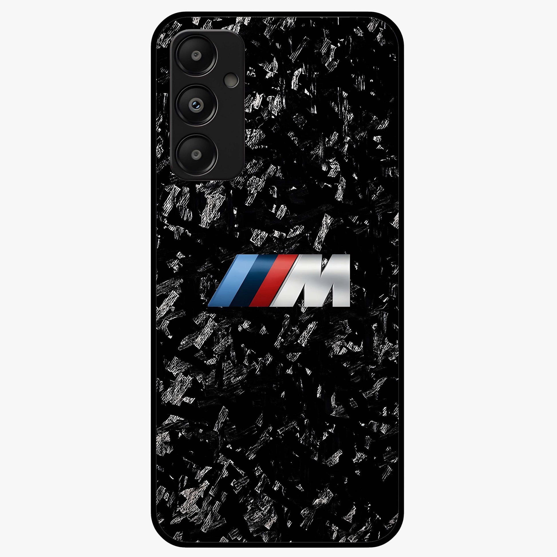 Carbon Speed Mark Glass Case showing flat back view with sporty carbon pattern artwork and glossy glass finish.