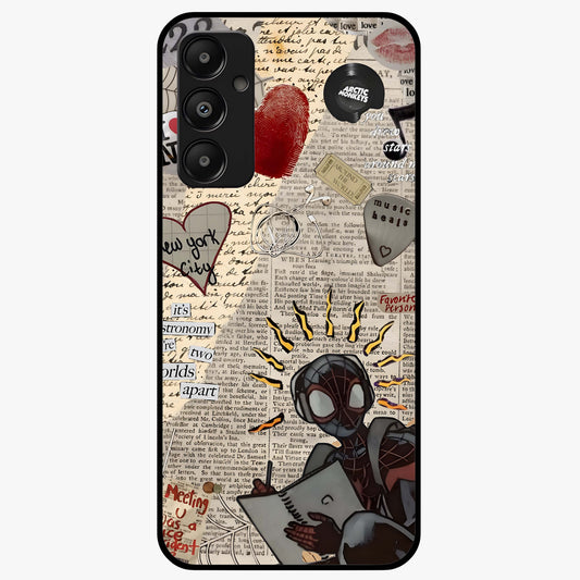 City Dream Sketch Glass Case showing flat back view with artistic city skyline sketch artwork and glossy glass finish.