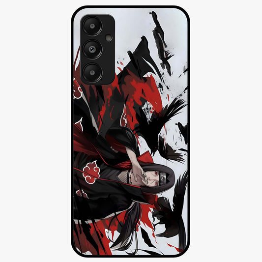 Crimson Crow Illusion Glass Case showing flat back view with artistic crow illusion artwork and glossy glass finish.