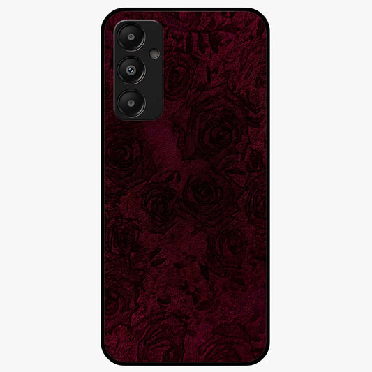 Crimson Fade Flow Glass Case showing flat back view with flowing crimson gradient artwork and glossy glass finish.