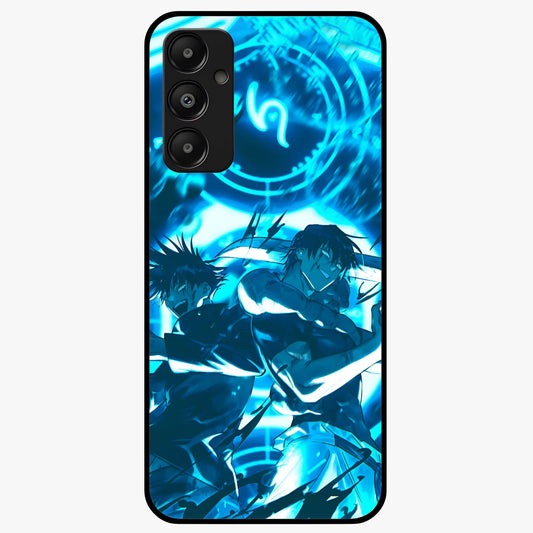 Cursed Energy Clash Glass Case showing flat back view with intense cursed energy artwork and glossy glass finish.