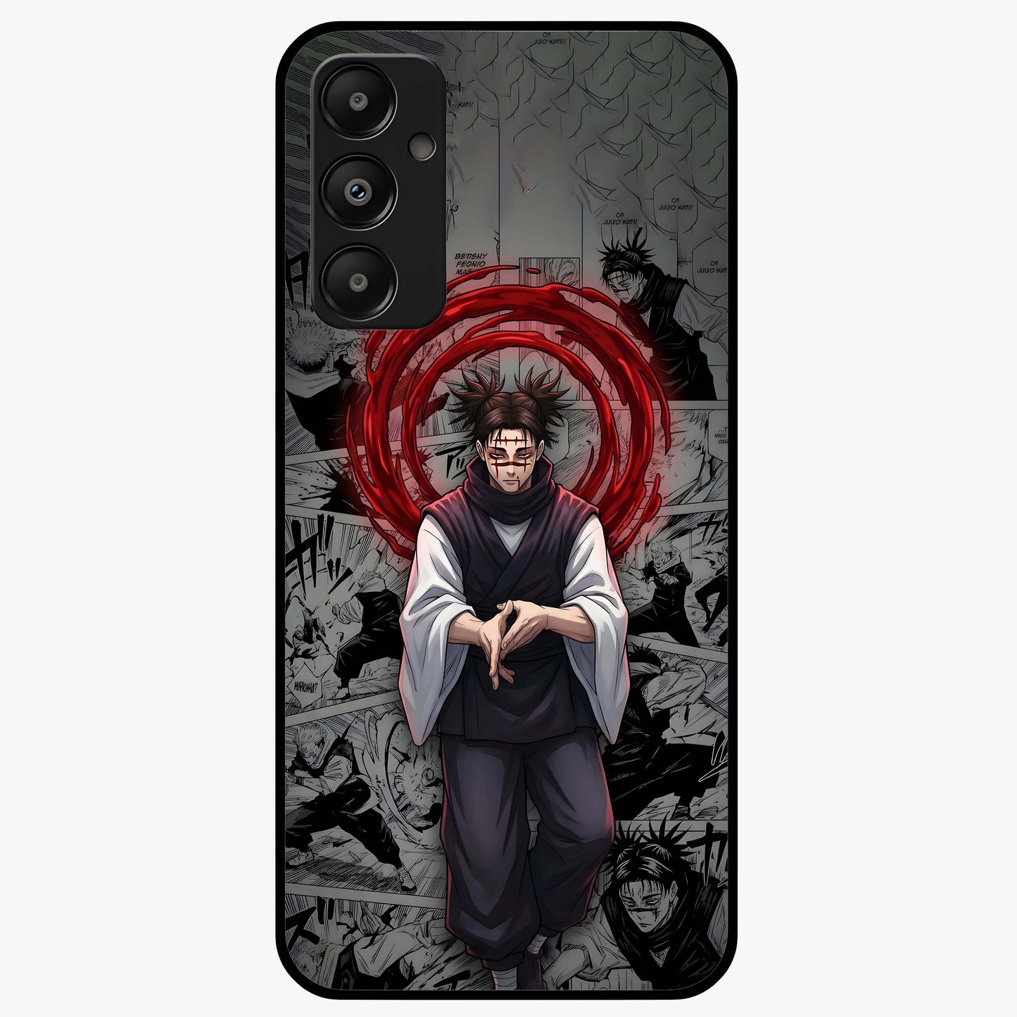Cursed Ritual Ascension Glass Case showing flat back view with dark ritual themed artwork and glossy glass finish.