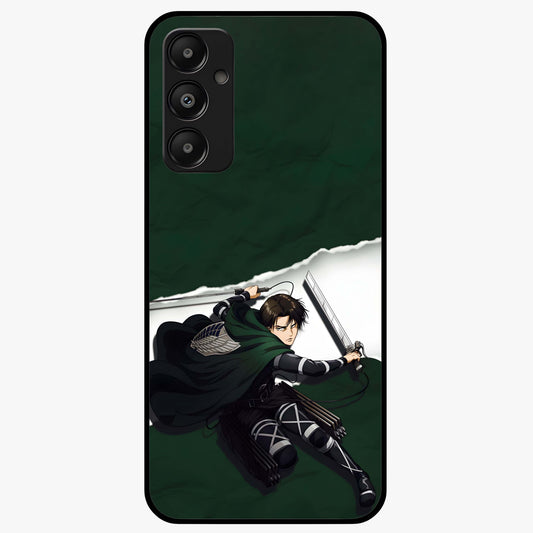 Emerald War Vanguard Glass Case showing flat back view with powerful warrior themed artwork and glossy glass finish.