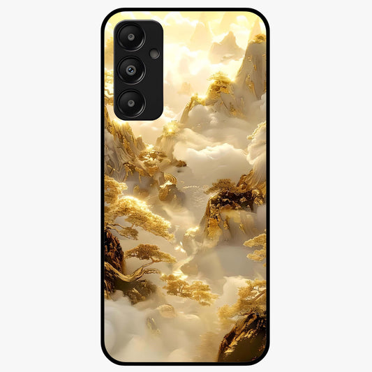 Gates Of Illumination Glass Case showing flat back view with mystical illuminated gate artwork and glossy glass finish.