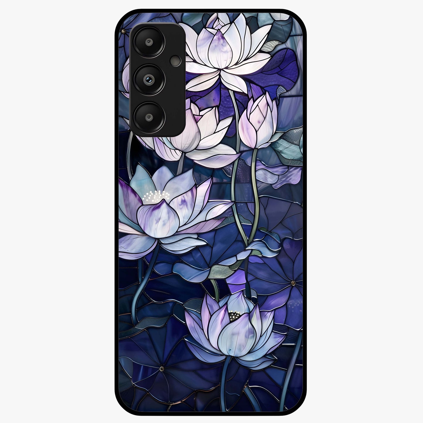 Gloss Petal Rush Glass Case showing flat back view with glossy flower petal artwork and smooth glass finish.