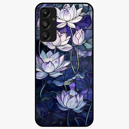 Gloss Petal Rush Glass Case showing flat back view with glossy flower petal artwork and smooth glass finish.