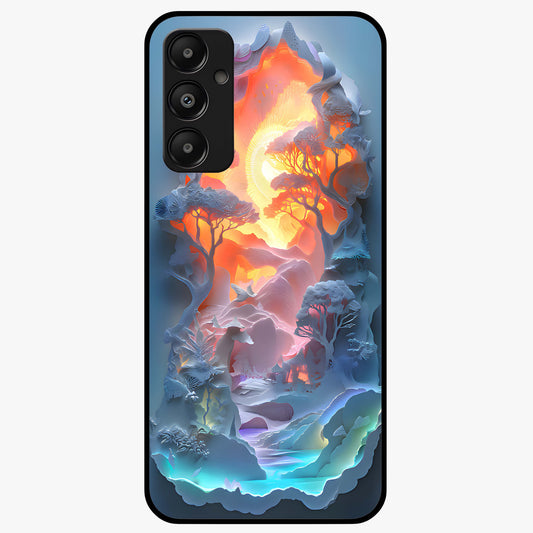 Glow Forest Portal Glass Case showing flat back view with glowing forest portal artwork and glossy glass finish.