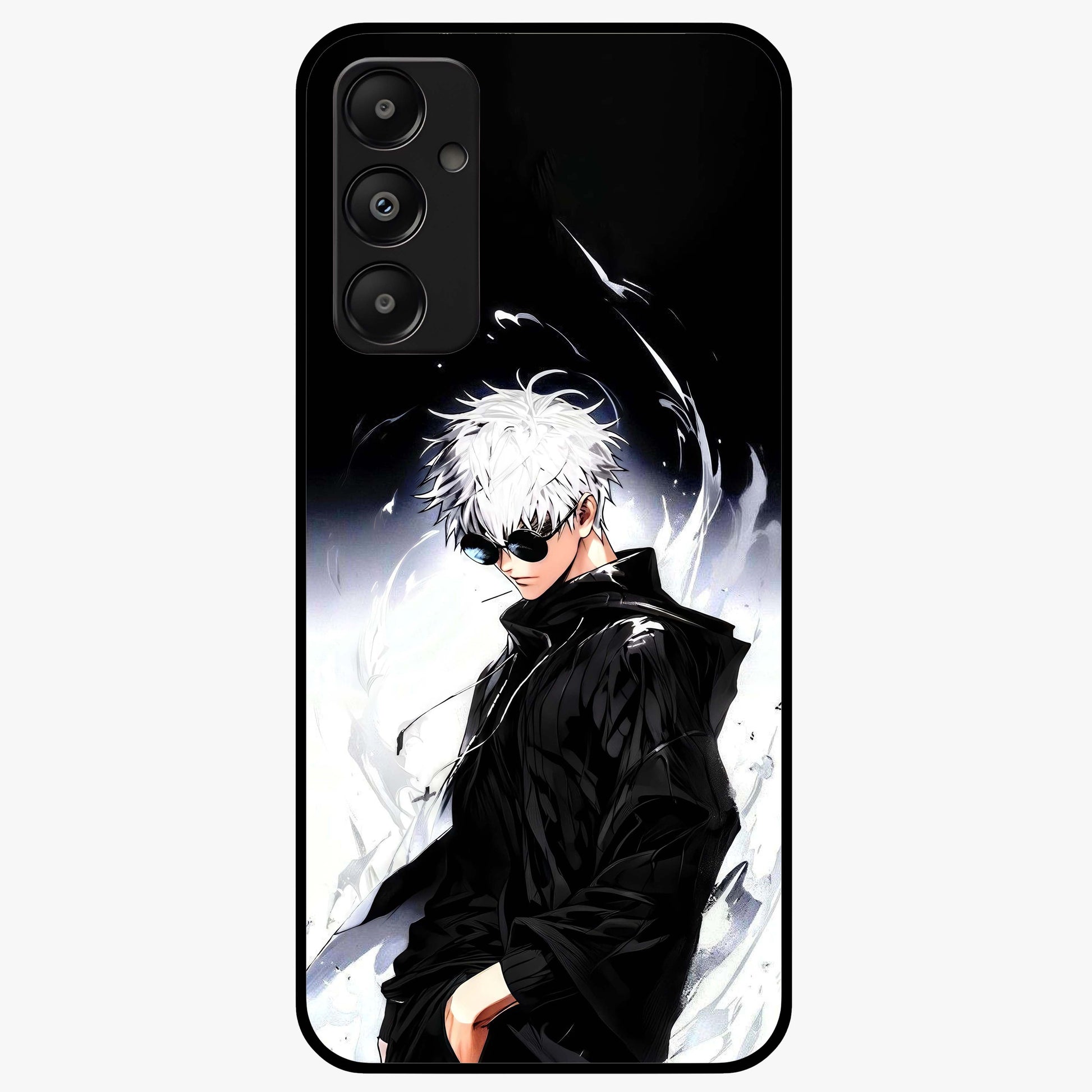 Limitless Shadow King Glass Case showing flat back view with powerful shadow warrior artwork and glossy glass finish.