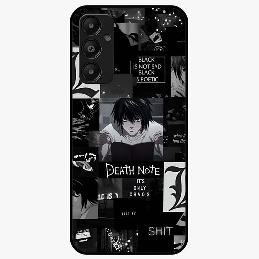 Midnight Chaos Mind Glass Case showing flat back view with abstract dark themed artwork and glossy glass finish.