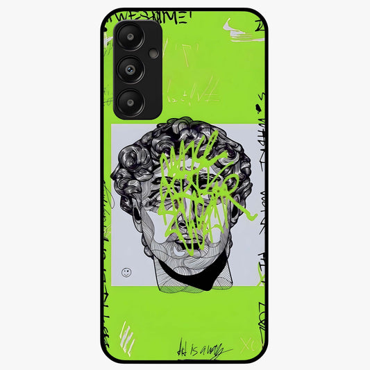 Neo Graffiti Rebellion Glass Case showing flat back view with vibrant graffiti artwork and glossy glass finish.