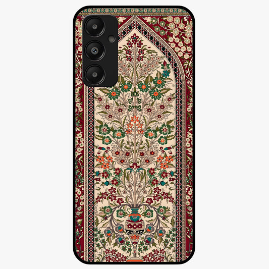 Persian Inspired Glass Case showing flat back view with ornate Persian style pattern artwork and glossy glass finish.