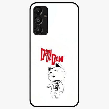 Playful Spirit Charm Glass Case showing flat back view with cheerful charm themed artwork and glossy glass finish.