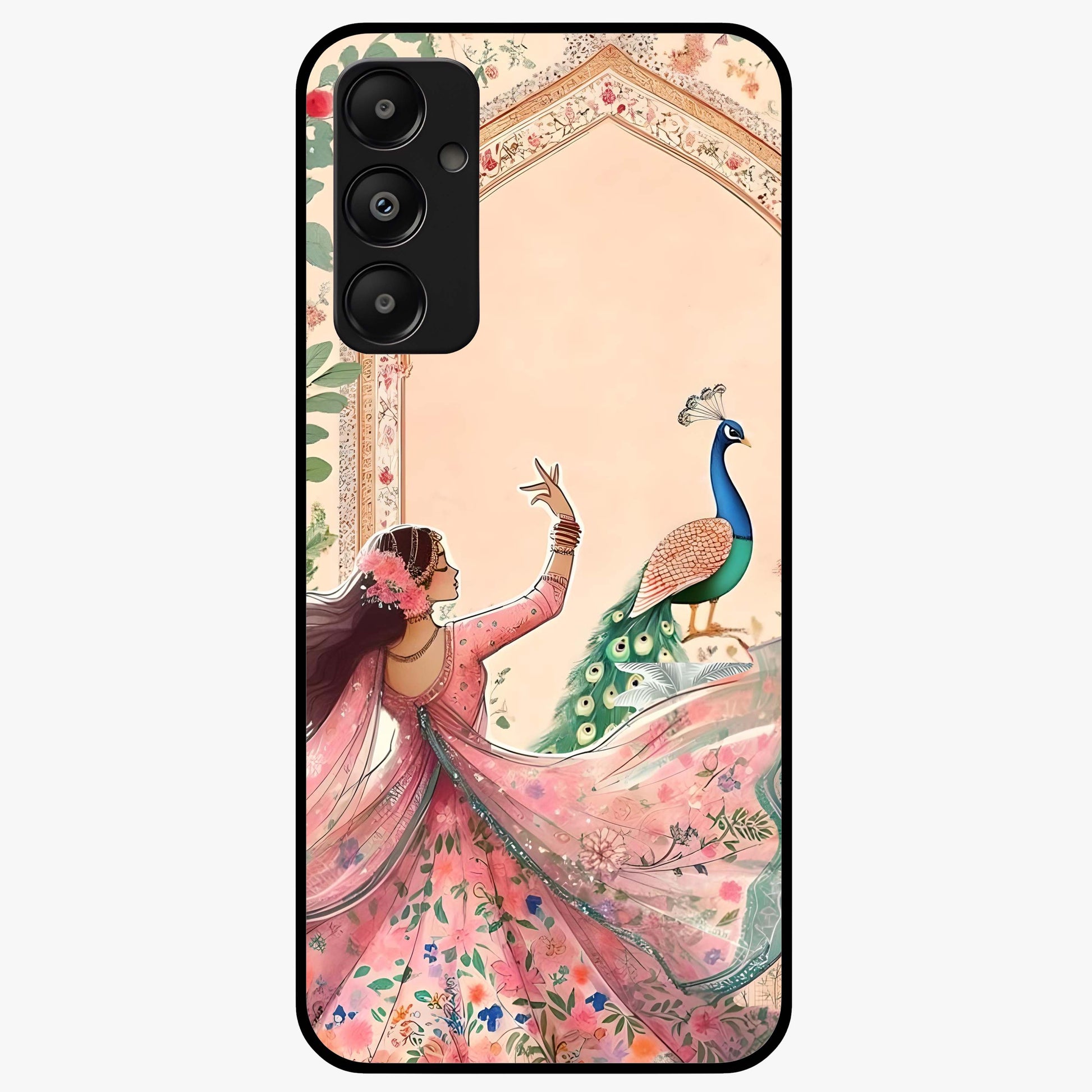 Royal Grace Muse Glass Case showing flat back view with elegant artistic artwork and glossy glass finish.