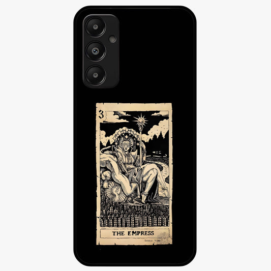 The Empress Glass Case showing flat back view with regal feminine artwork and glossy glass finish.
