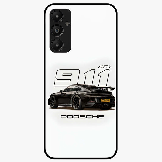 Turbo Legacy Icon Glass Case showing flat back view with iconic sports car inspired artwork and glossy glass finish.