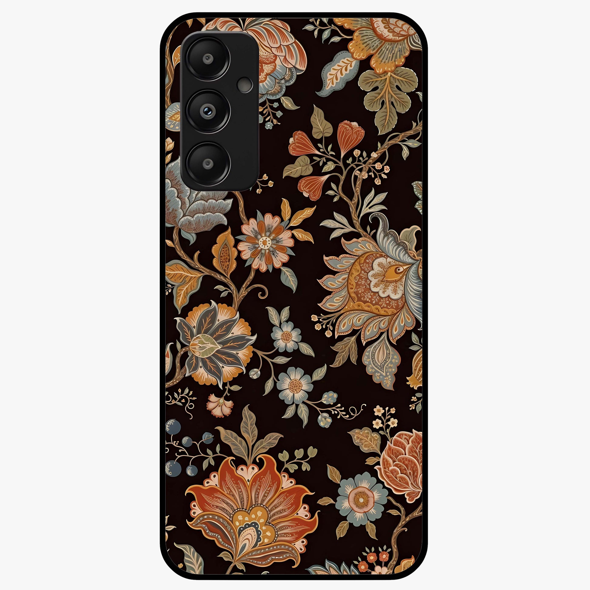 Vintage Floral Dream Glass Case showing flat back view with classic floral artwork and glossy glass finish.