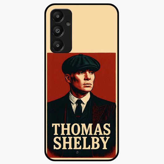 Vintage Mafia Authority Glass Case showing flat back view with bold vintage mafia inspired artwork and glossy glass finish.