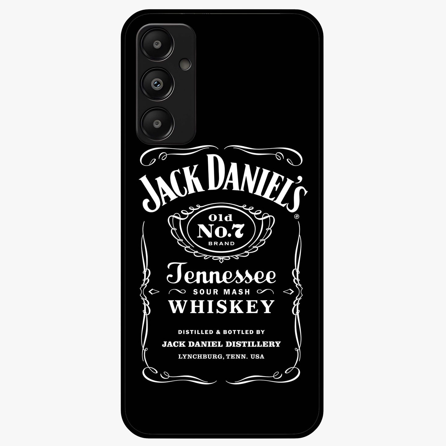 Vintage Whiskey Heritage Glass Case showing flat back view with classic whiskey inspired artwork and glossy glass finish.
