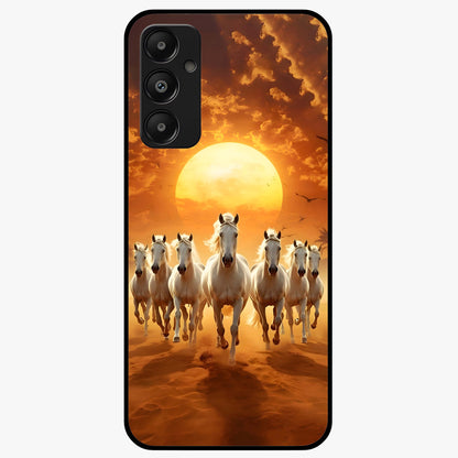 Wild Sunset Majesty Glass Case showing flat back view with majestic sunset landscape artwork and glossy glass finish.